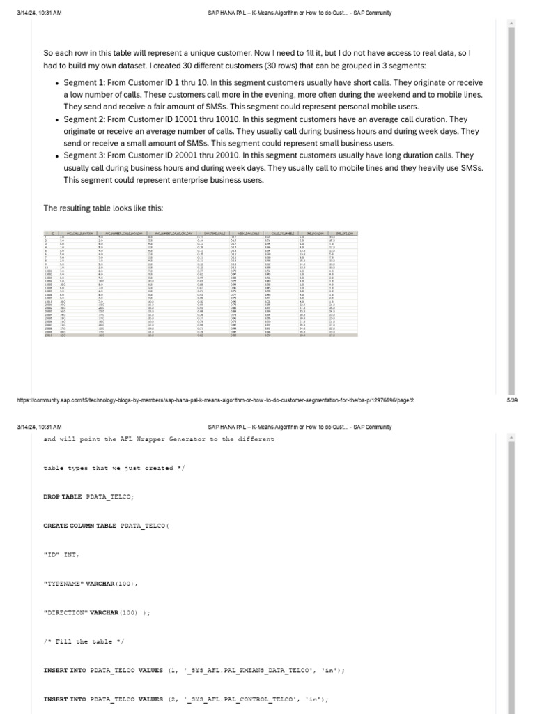 Sap hana pal k means algorithm or how to do cust sap community