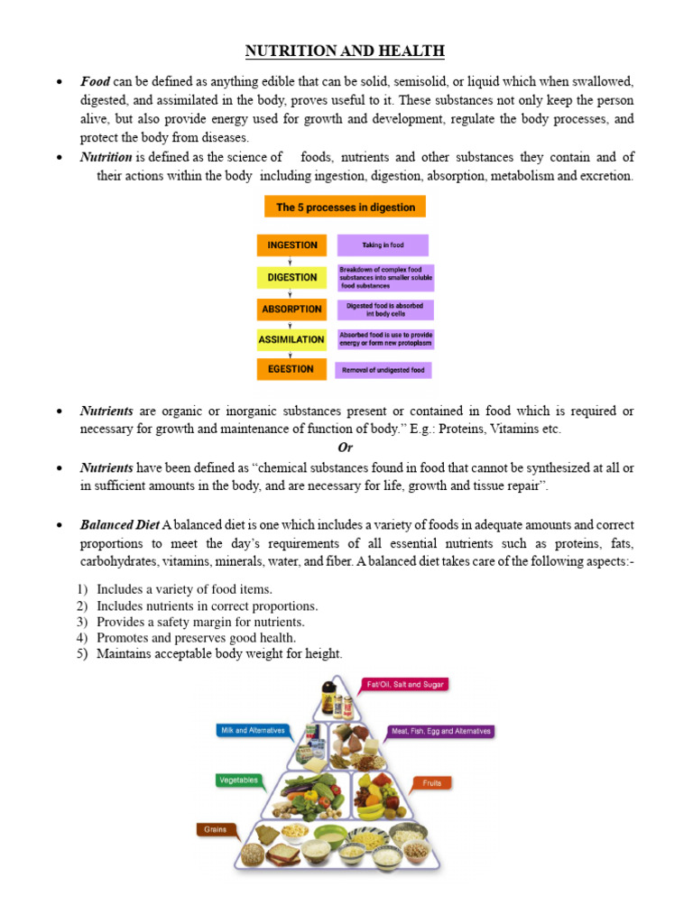 Nutrition And Health Pdf Nutrients Foods