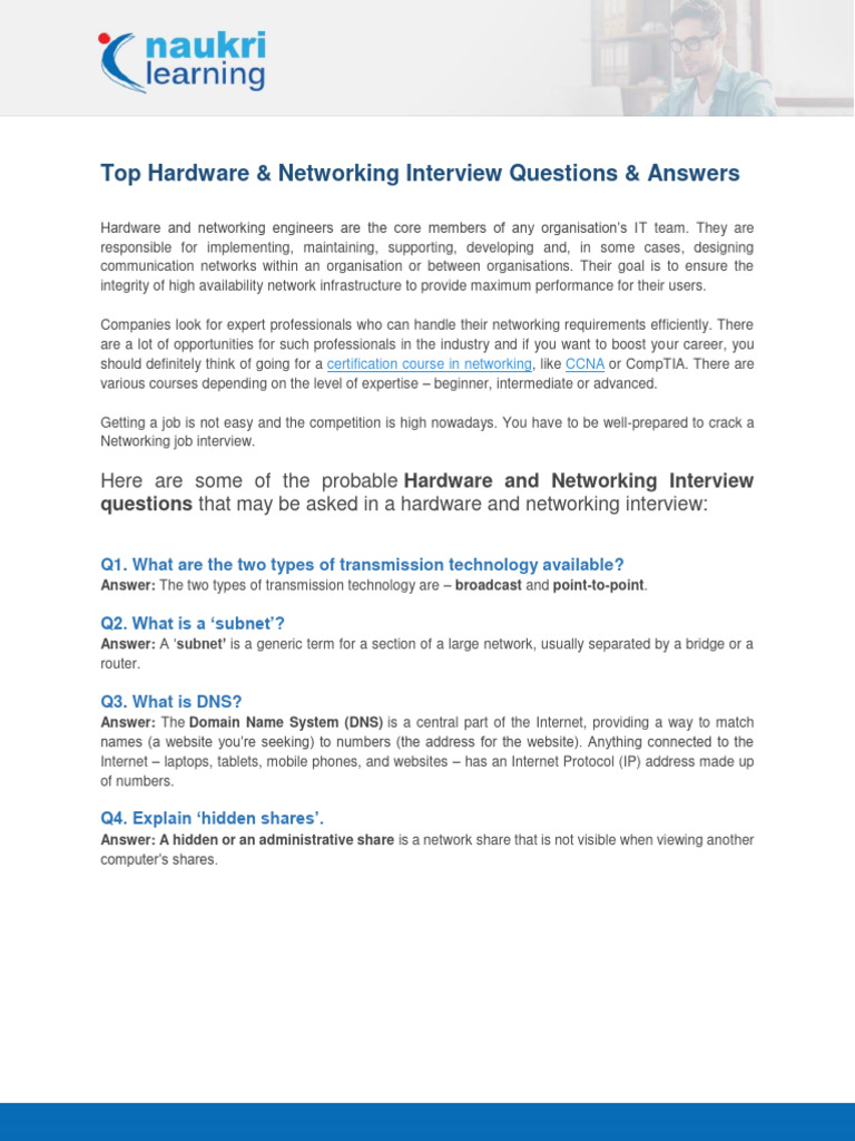 Hardware Networking Interview Guide PDF Computer Network Virtual