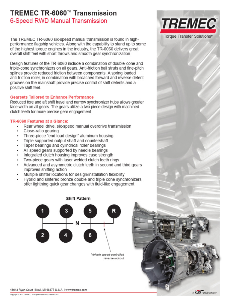 Tremec TR-6060 1017 | PDF | Manual Transmission | Land Vehicles