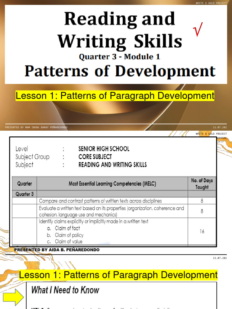 Students Copy q3 Module 1 Lesson 1 Patterns of Dev | Download Free PDF ...