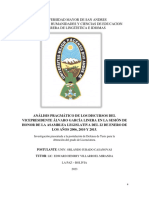 Universidad Mayor de San Andres Facultad de Humanidades Y Ciencias de Educacion Carrera de Lingüística E Idiomas