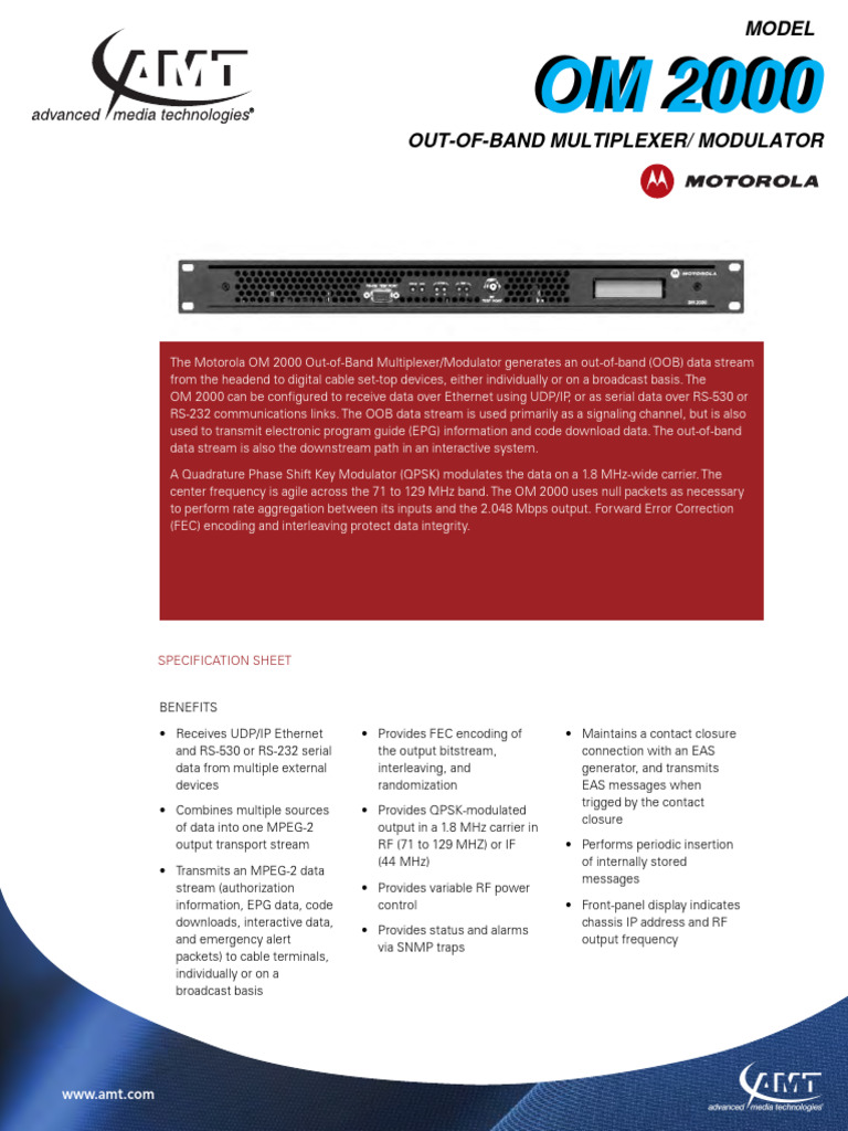 Om2000 - Out of Band Multiplexer Modulator - Amt | PDF | Modulation ...