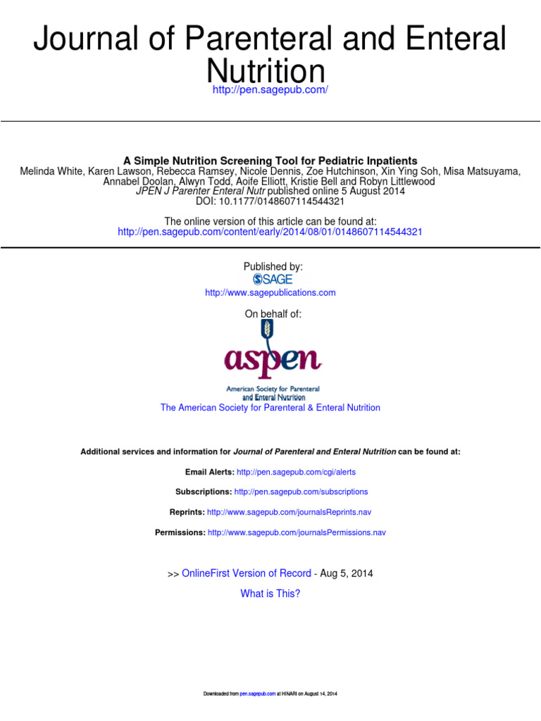 Simple Pediatric Nutrition Screening Tool | PDF | Body Mass Index ...