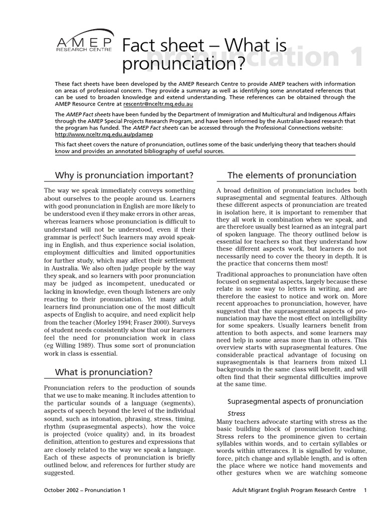 Importance of English Pronunciation | PDF | Stress (Linguistics ...