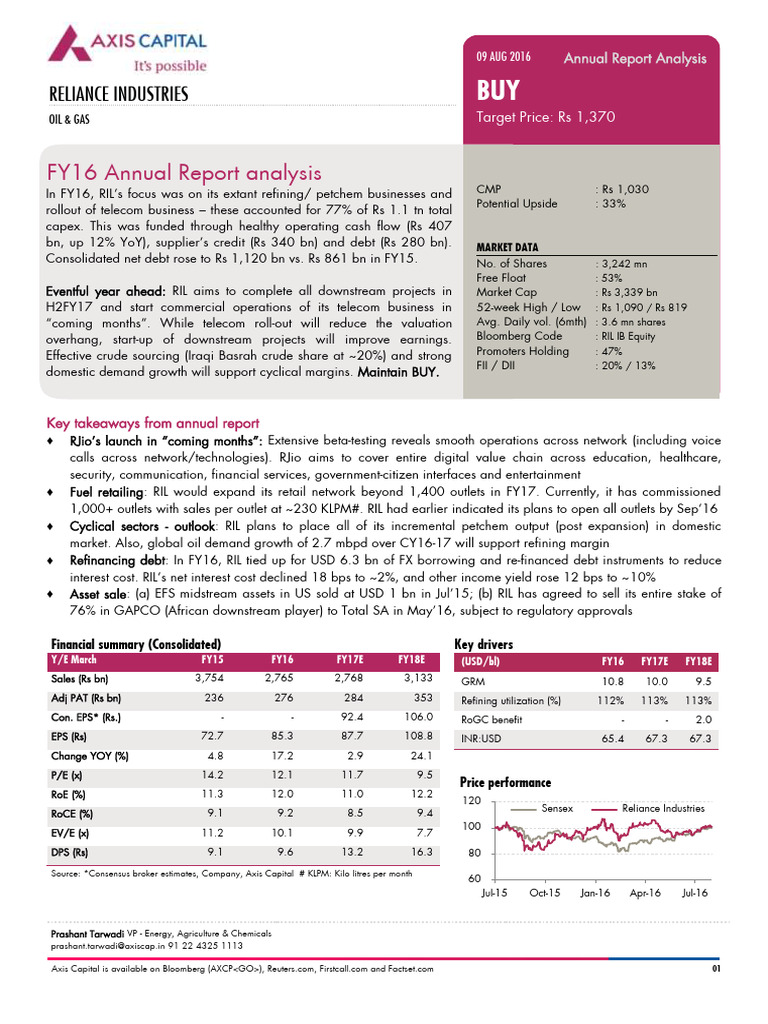 Axis Capital - Reliance Industries (RIL) - Errclub - Annual Report ...