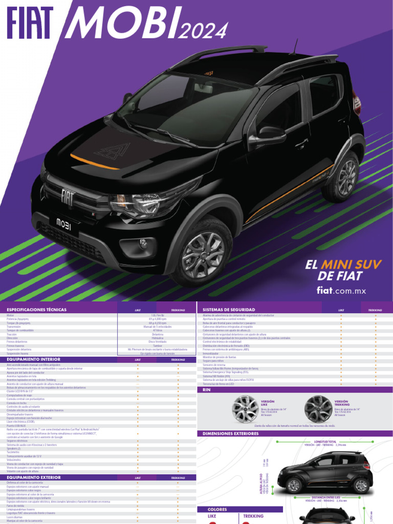 Ficha Tecnica Jun23 Fiat Mobi 2024 28x215.5 | PDF | Sistema de freno ...