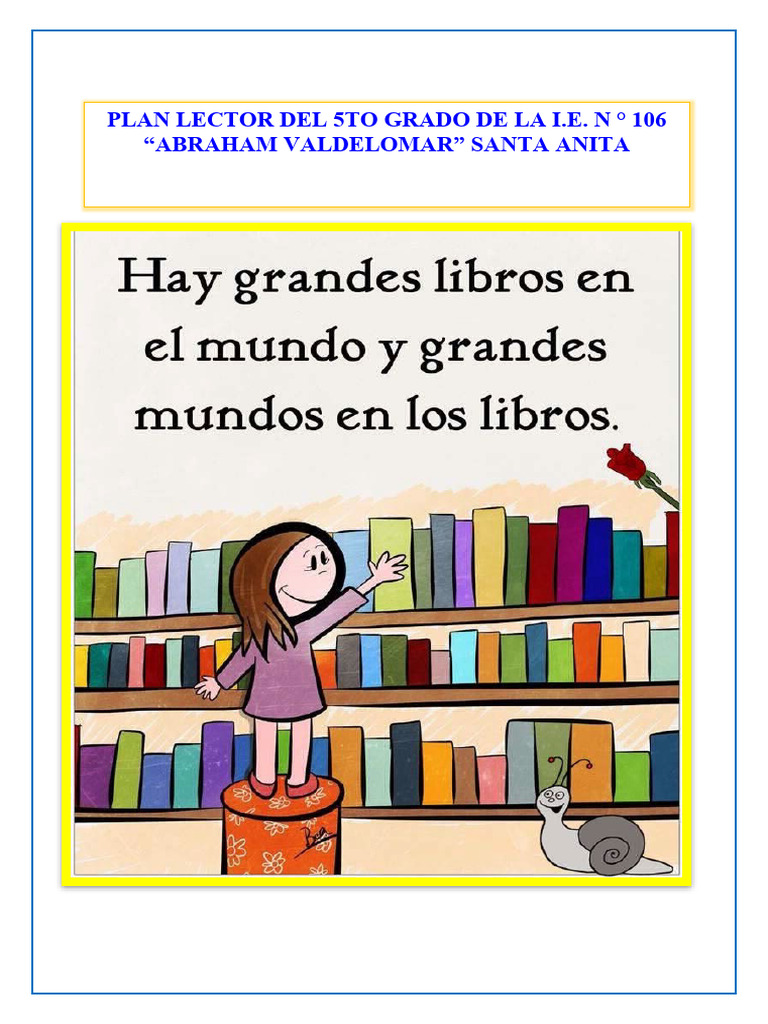 Plan Lector 2023 5to Grado | PDF | Comprensión lectora | Salón de clases