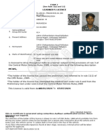 Learner'S Licence: Form 3 (See Rule 3 (A) and 13)