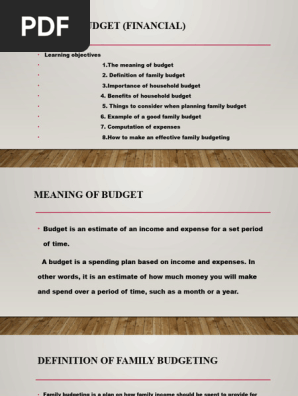 Family Budget (Financial)
