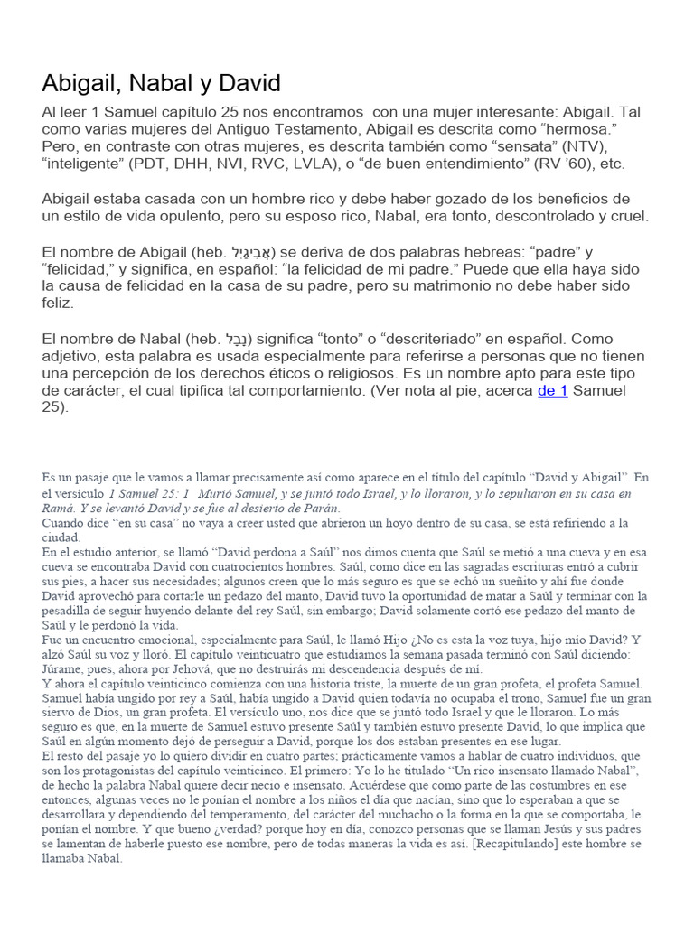 Abigail y Nabal | PDF | David | Saulo
