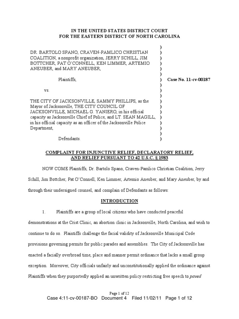 Jacksonville Pro-Life Permit Dispute | PDF | First Amendment To The ...