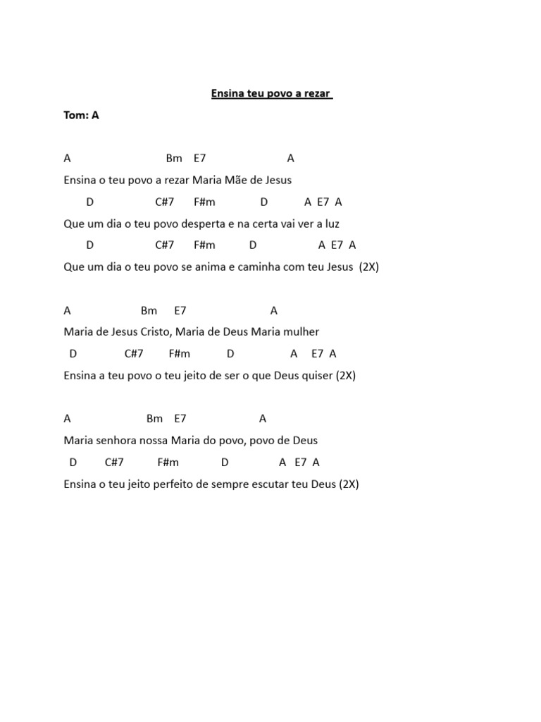 Ensina Teu Povo a Rezar - Letra e Cifras | PDF