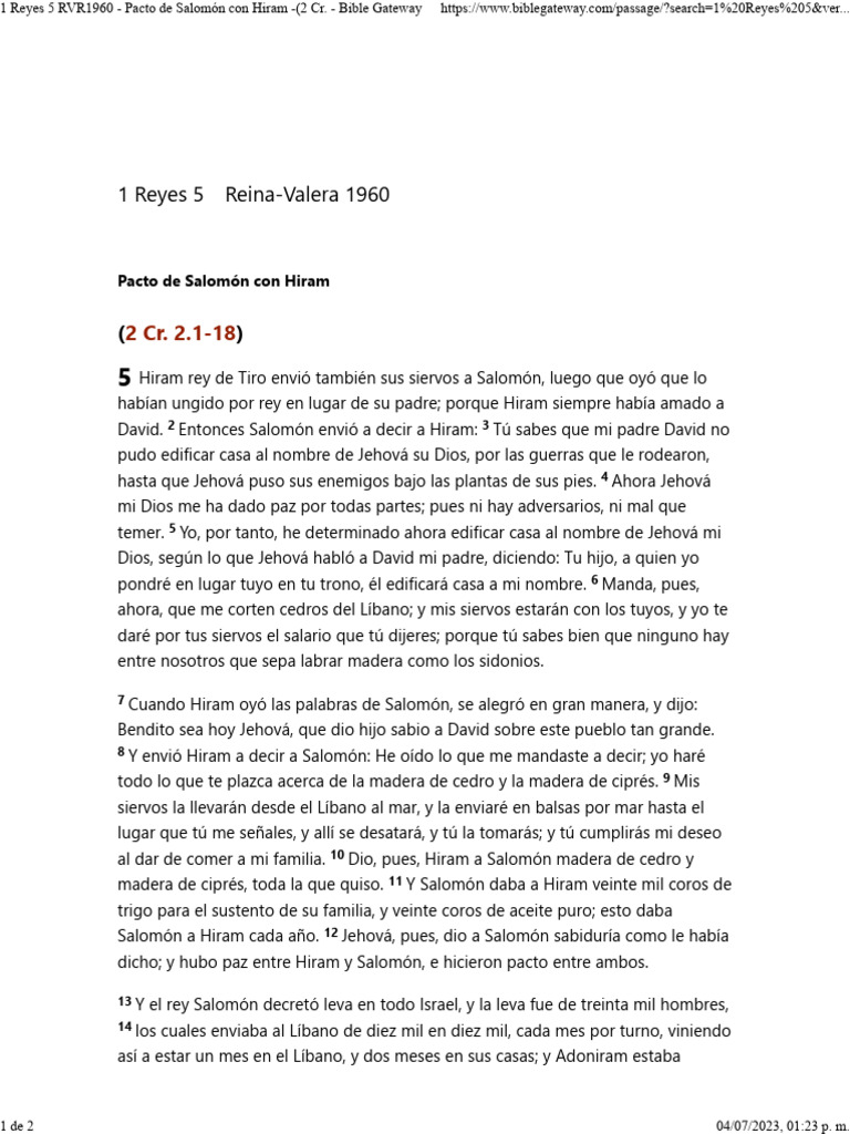 1 reyes 5 rvr1960 pacto de salom n con hiram 2 cr bible gateway