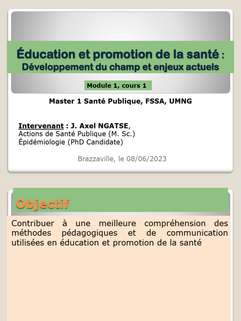 Éducation et Promotion de la Santé | PDF | Développement personnel