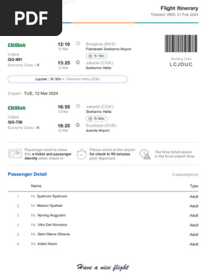 Flight Itinerary Citilink