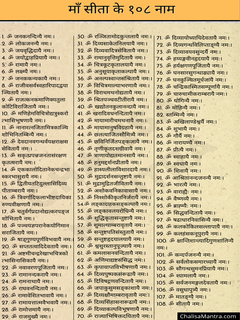 Sita Ji Ke 108 Naam PDF | PDF