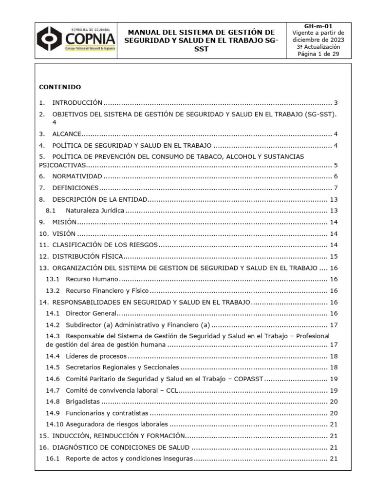 Manual Sg Sst Pdf Seguridad Y Salud Ocupacional