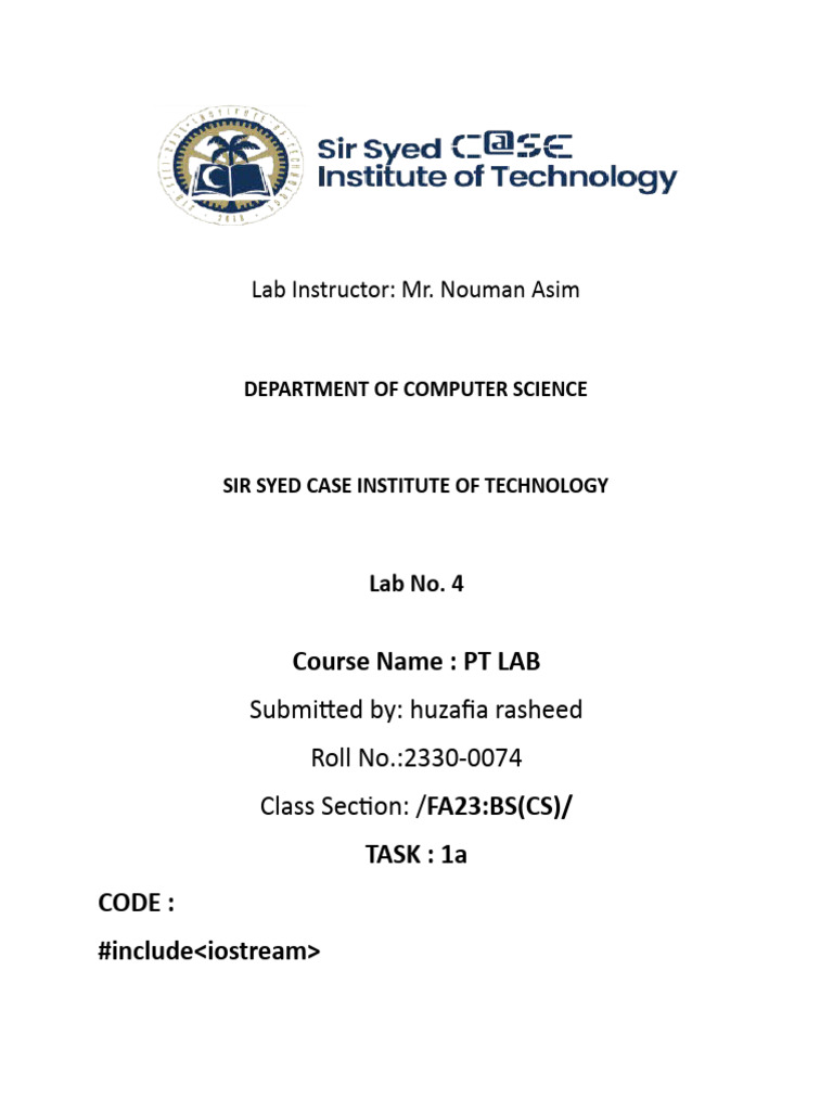 C++ Lab Tasks and Code Examples | PDF