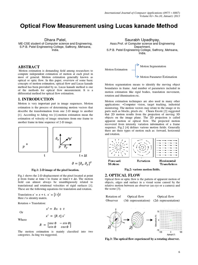 Optical Flow Measurement via Lucas-Kanade | PDF | Applied Mathematics ...