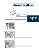 Ficha de Higiene Personal para Niños para Tercero de Primaria