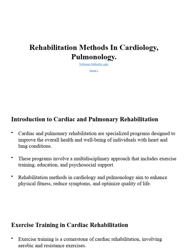 Cardiac and Pulmonary Rehab Methods | PDF