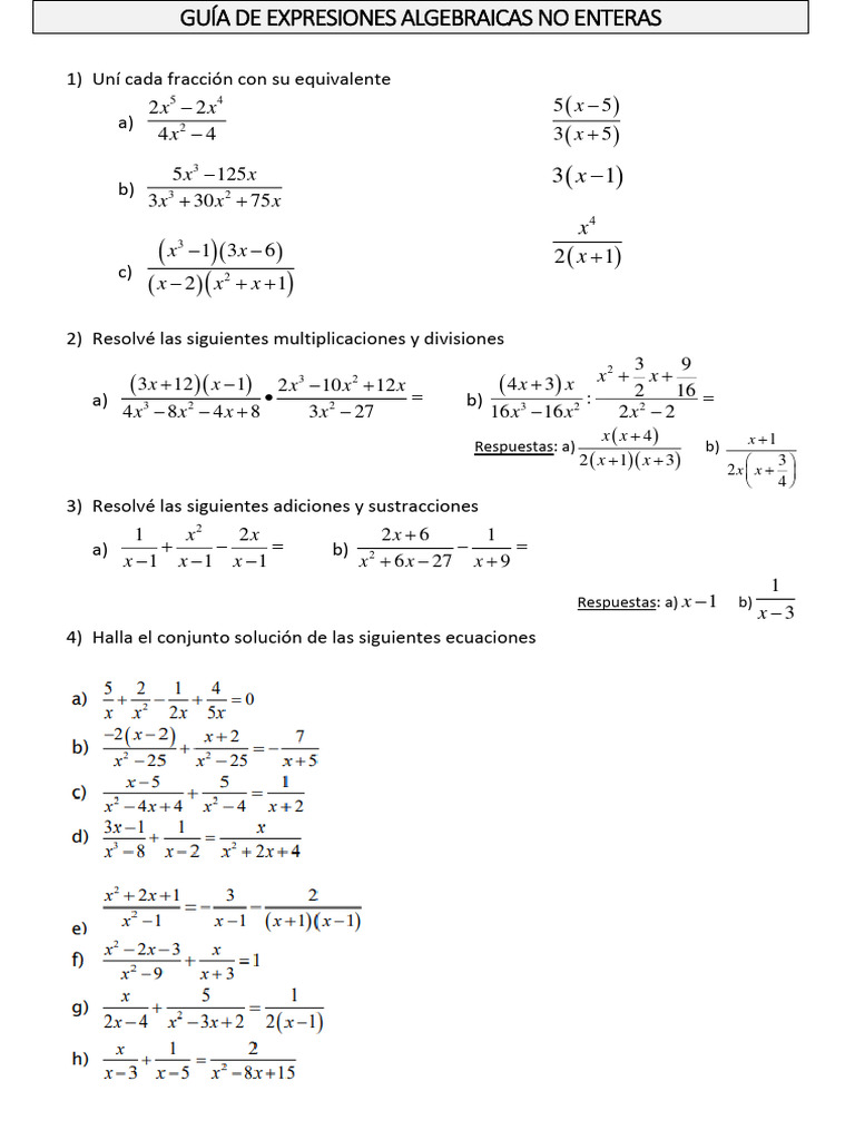 Guía de Expresiones Algebraicas Repaso | PDF | Matemáticas | Álgebra