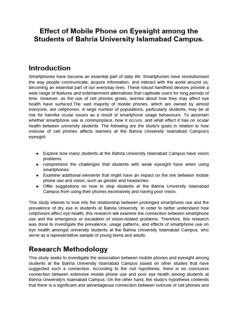 Impact of Smartphones on Students' Eyesight | PDF | Smartphone | Mobile ...