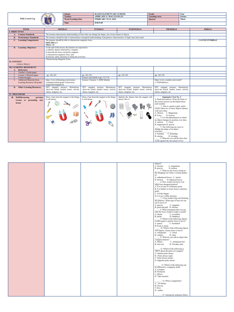 Science 4 Q3 Week 4 DLL | PDF