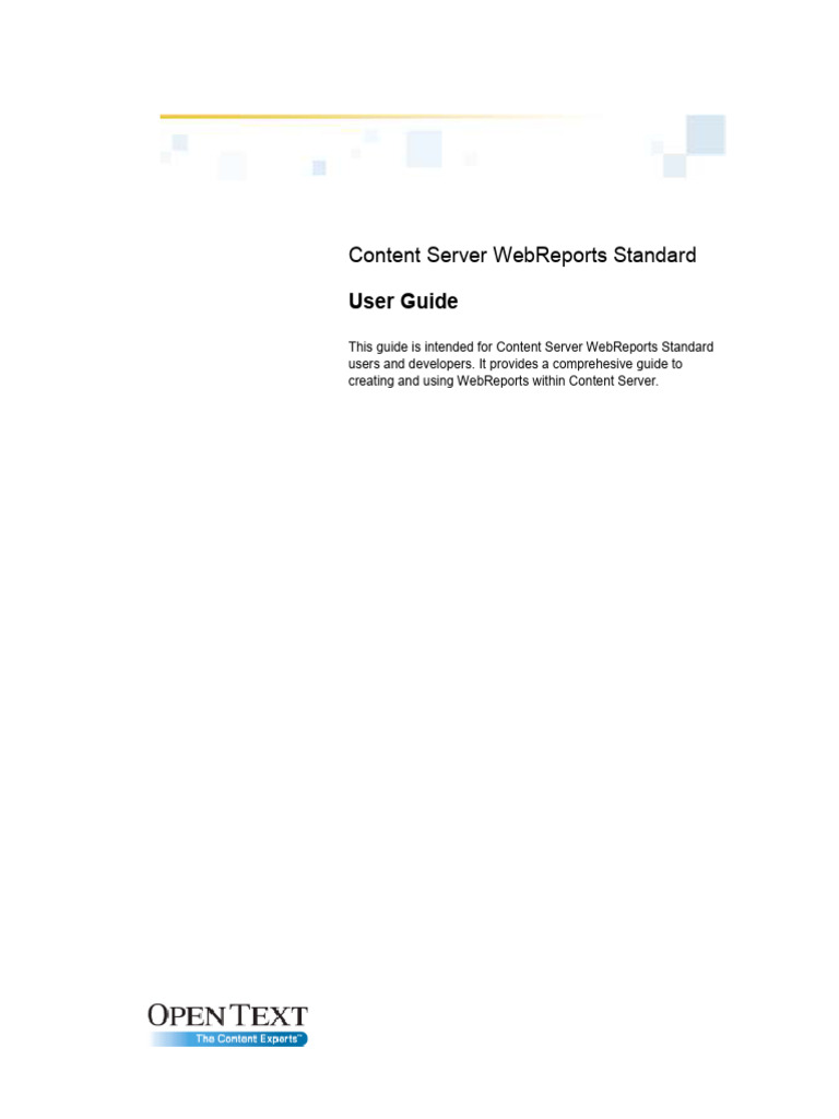 Content Server WebReports Standard 10.0 User Guide | PDF | File ...