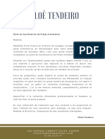 Lettre de Motivation Chloé Tendeiro