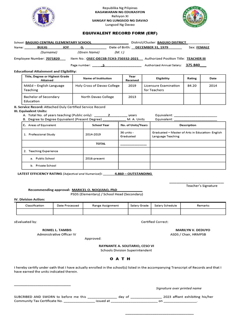 Erf form 2023 format pdf qualifications
