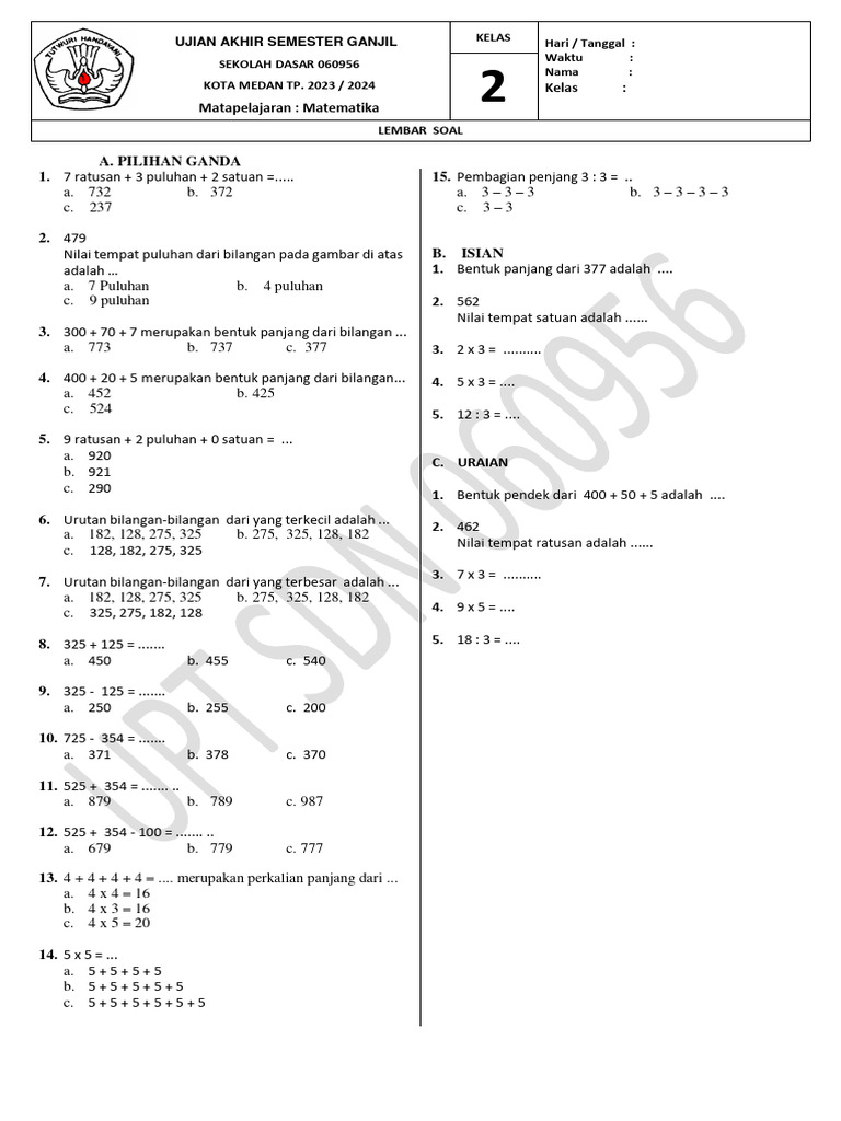 Soal Kelas 2 Matematika Pdf