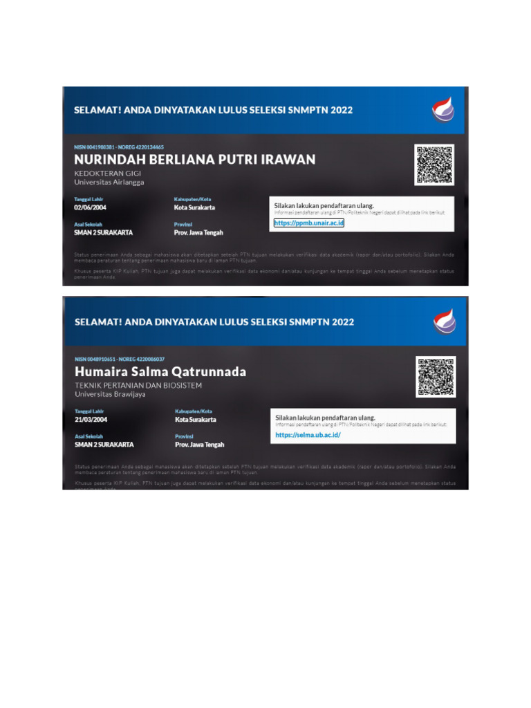 Gasil SNMPTN 2022 | PDF