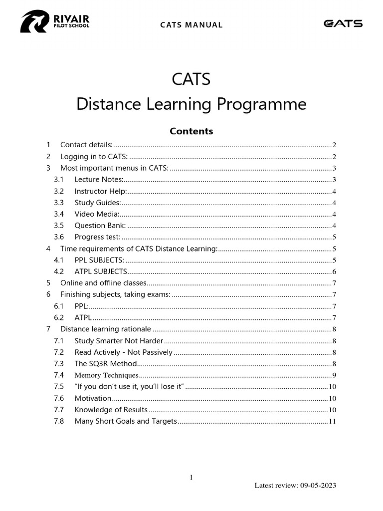 CATS ATPL Distance Learning Guide | PDF | Memory | Mnemonic