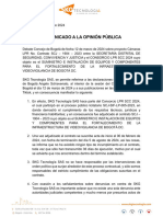 Comunicado A La Opinión Pública SKG Tecnología