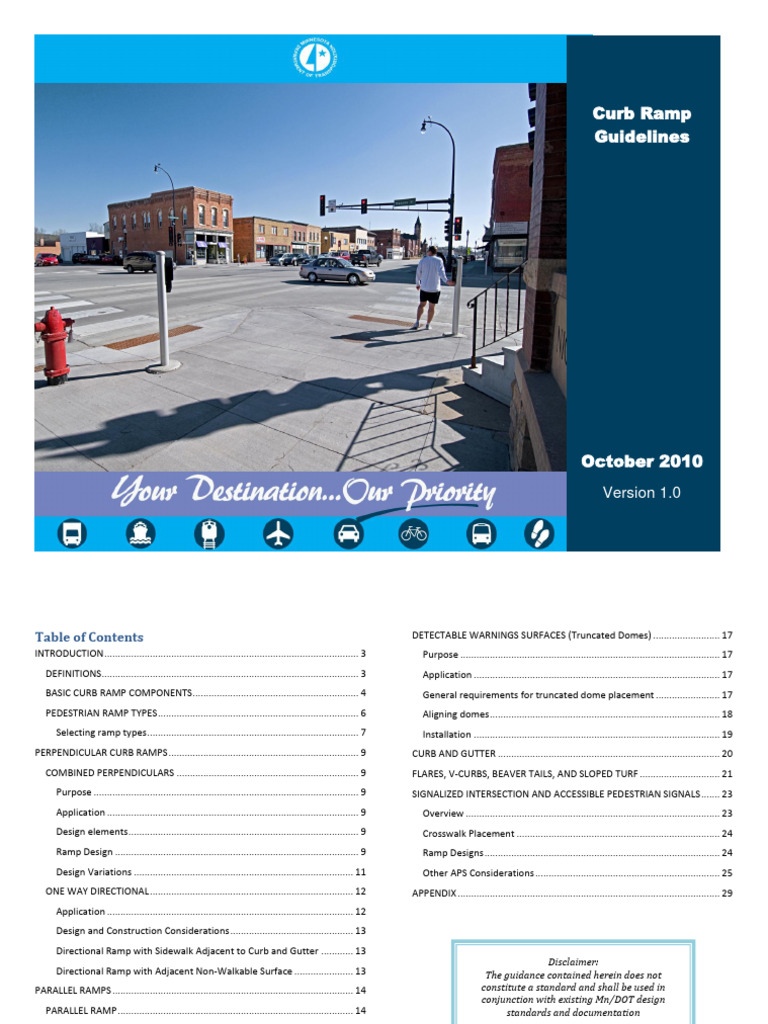 Curb Ramp Design Guidelines 2010 | PDF | Pedestrian Crossing | Traffic