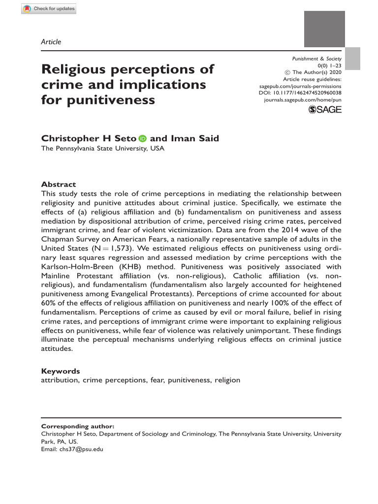 Religious Views and Crime Punishment | PDF | Protestantism | Crimes