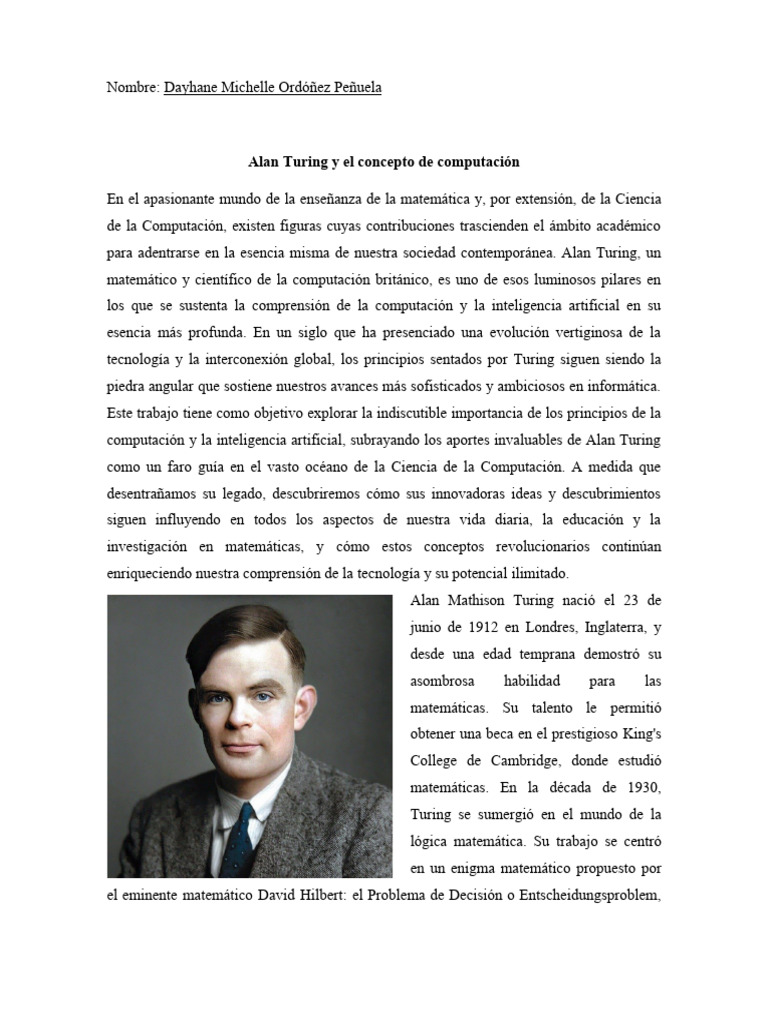 Aportes de Alan Turing a la Computación | PDF | Ciencias de la ...