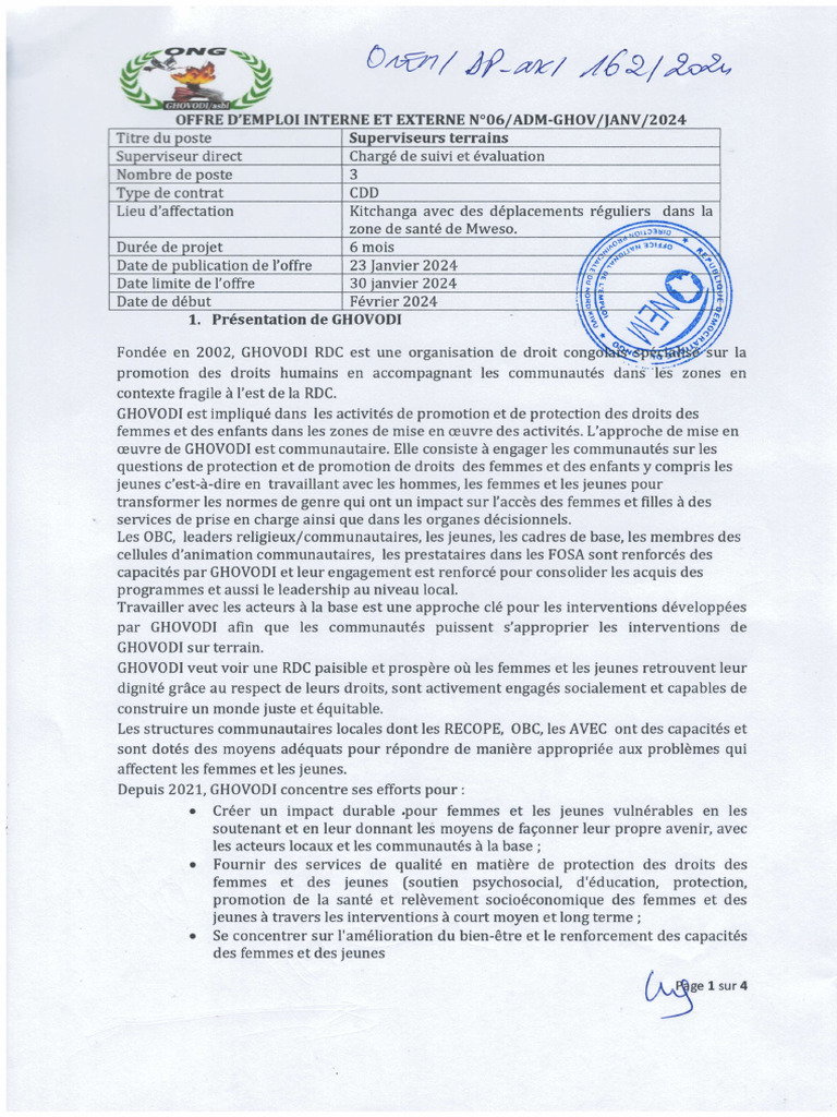 Offre Superviseurs Terrain | PDF | Sciences sociales