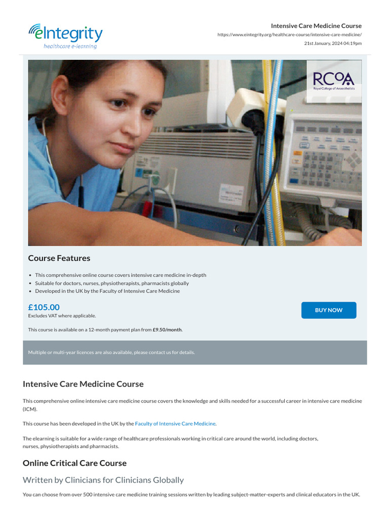 Intensive Care Medicine eCourse | PDF | Medicine | Intensive Care Medicine