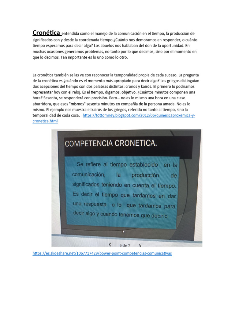 Cronética Entendida Como El Manejo de La Comunicación en El Tiempo | PDF