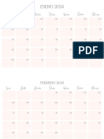 Calendario para Pared Anual 2024 Delicado Rosado y Blanco