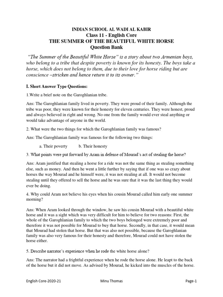 class-11-english-core-the-summer-of-the-beautiful-white-horse