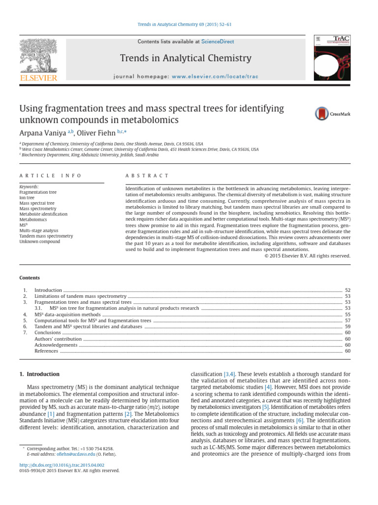 Metabolite Identification via Mass Spectrometry | PDF | Tandem Mass ...