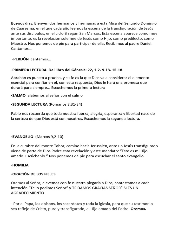 misa 25 de febrero 2024 PDF eucaristía Jesús