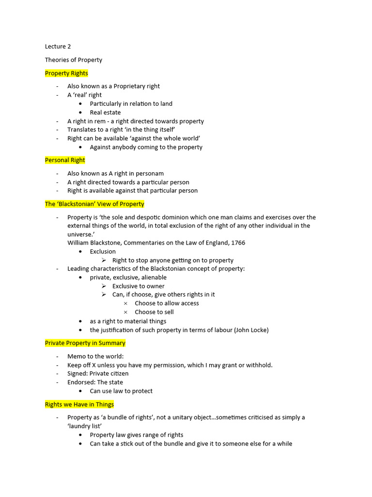 Lecture 2 theories of property pdf property adverse possession