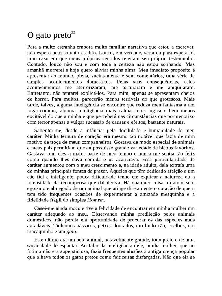 O Gato Preto - Edgar Allan Poe | PDF