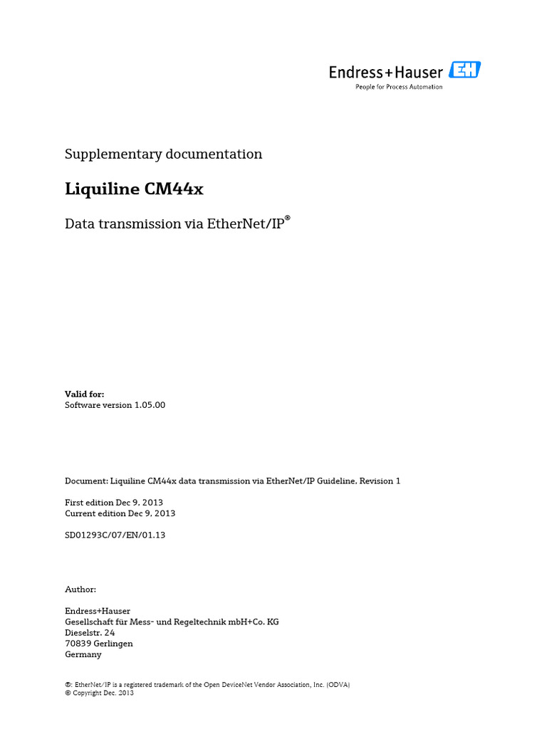 Liquiline CM44x - Data Transmission Via EtherNet - IP | PDF | World ...