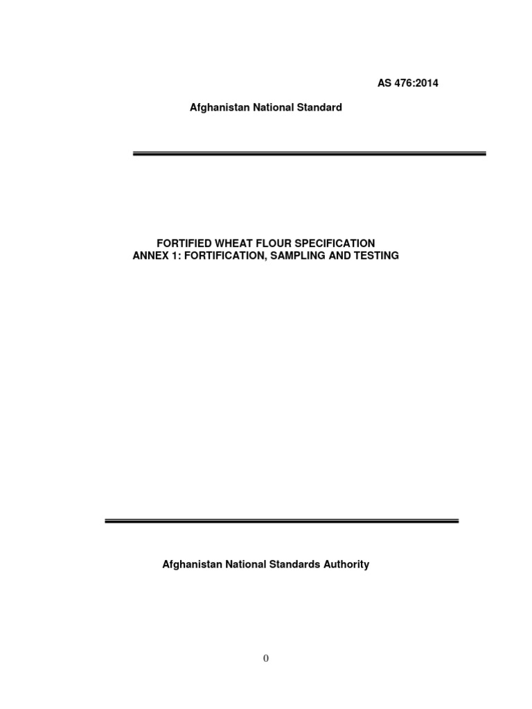 Afghanistan Fortified Wheat Flour Standards | PDF | Chemical Substances ...
